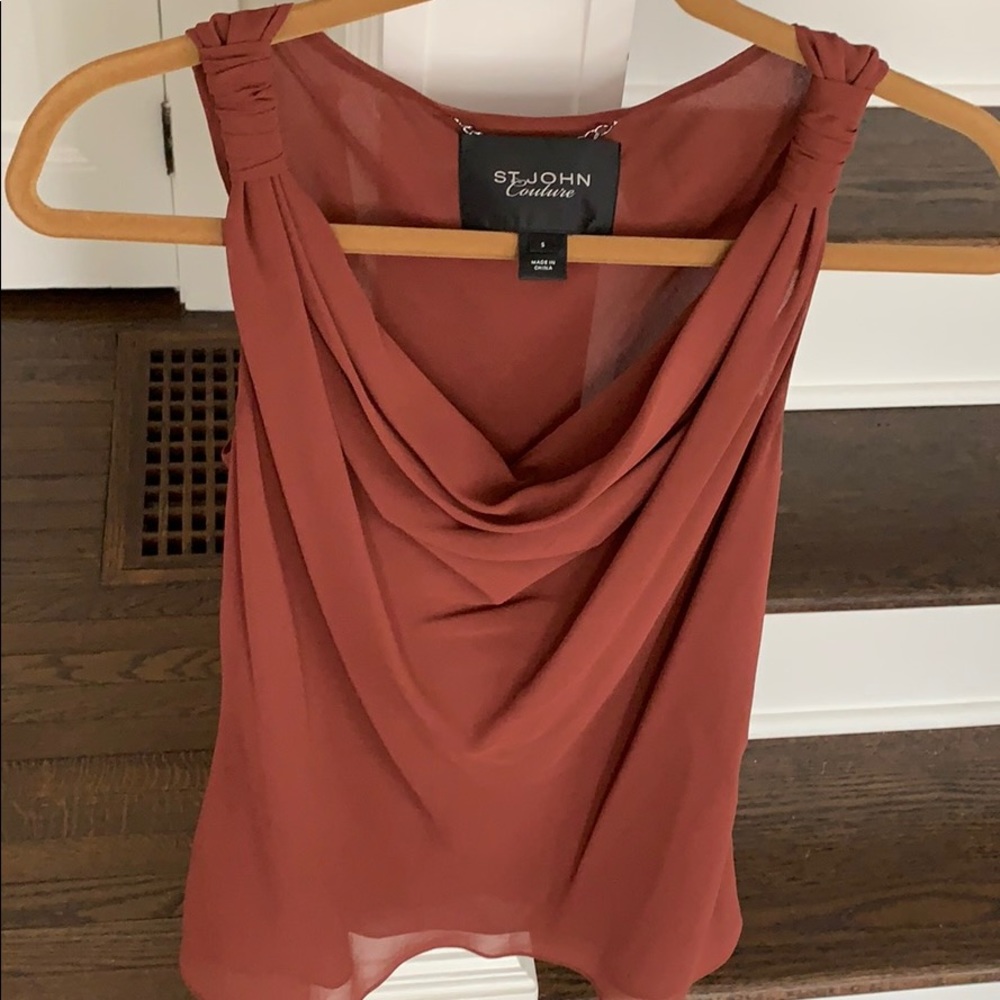 St. John Couture Rust-Colored Draped Tank